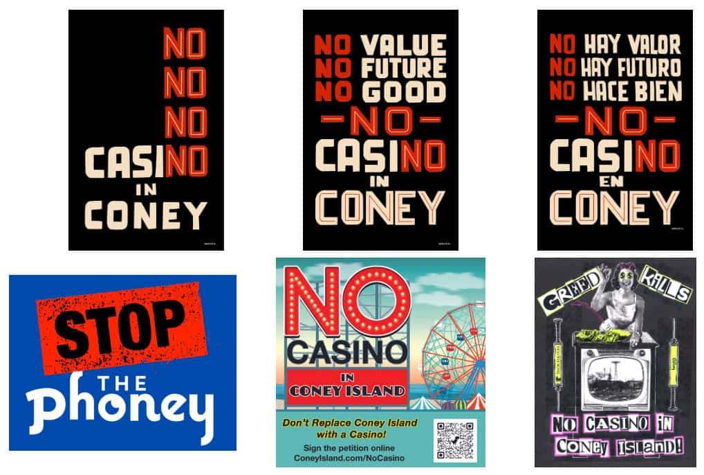Opposition posters against the proposed casino in Coney Island. Source: Coney Island USA